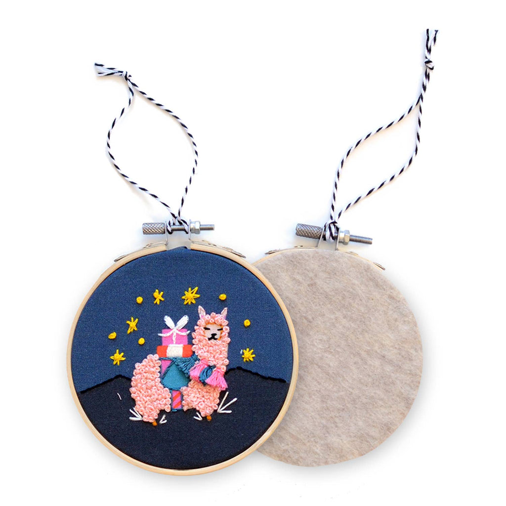 Holiday Decor: Alpaca DIY Embroidered Christmas Ornament Kit
