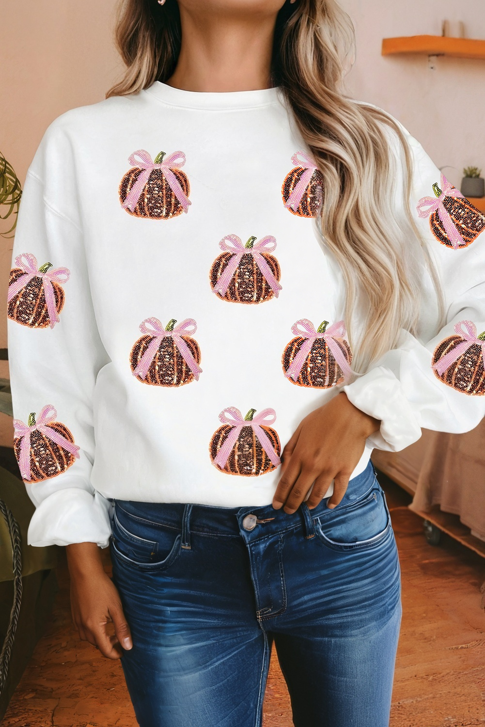 Sequin Pumpkin Patch Sweatshirt
