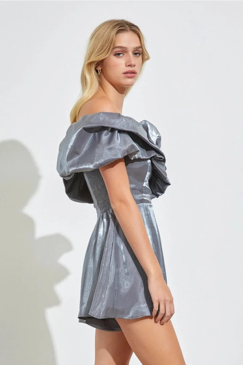 Gunmetal Ruffle Romper
