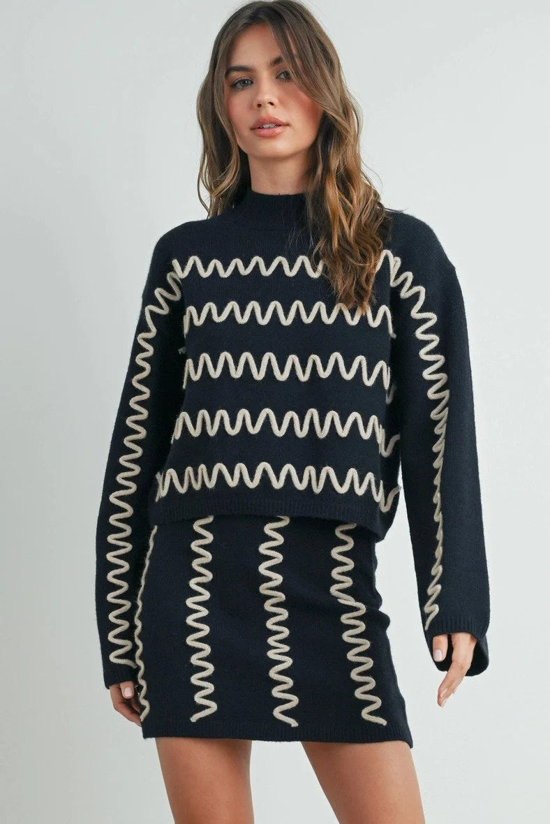Wavy Stripe Sweater Skirt