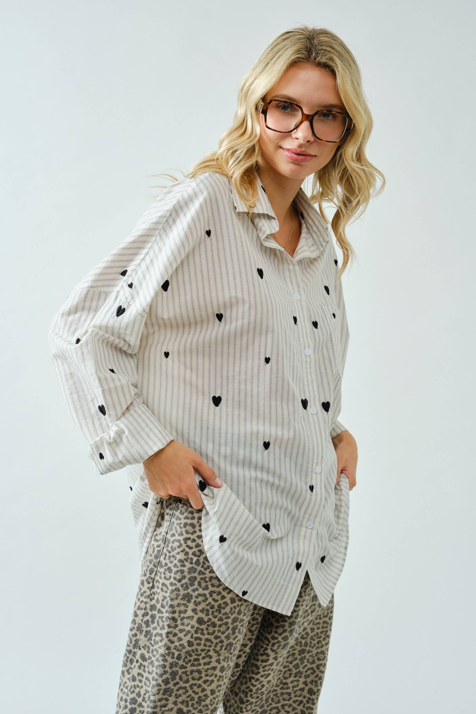 Heart Embroidery Shirt