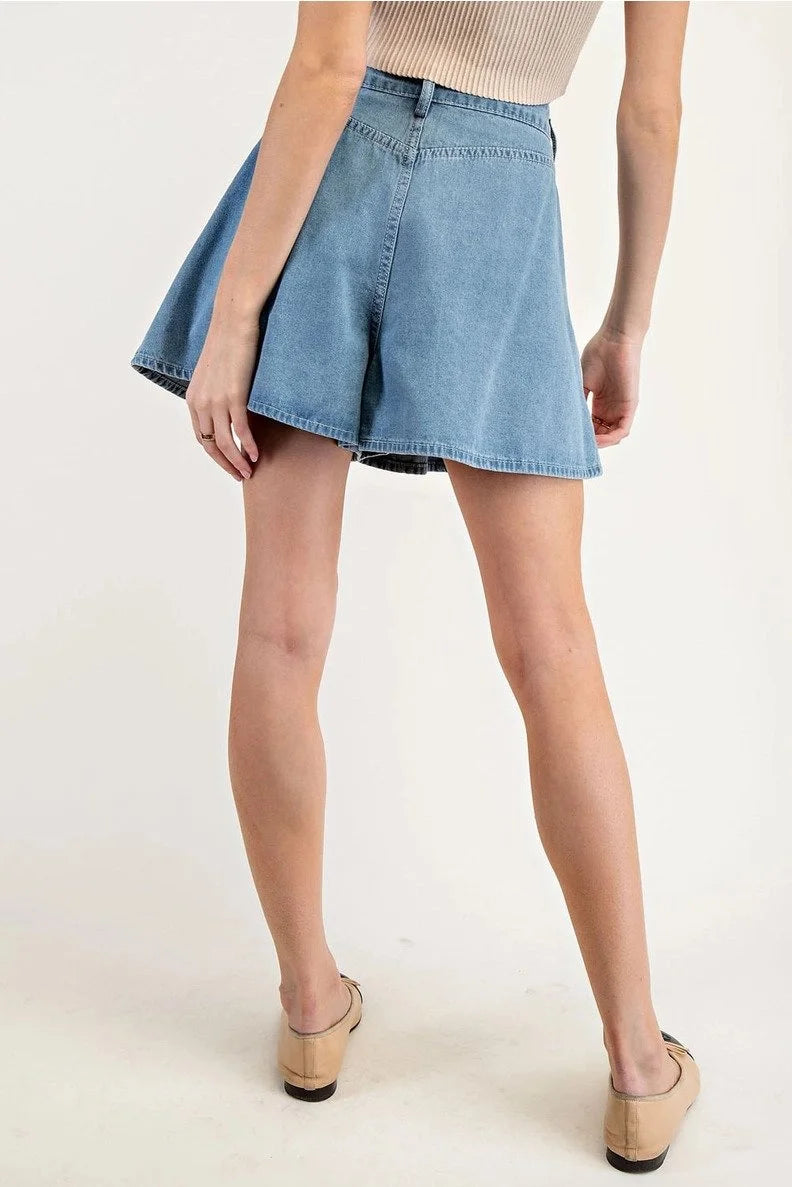 Flare Denim Shorts