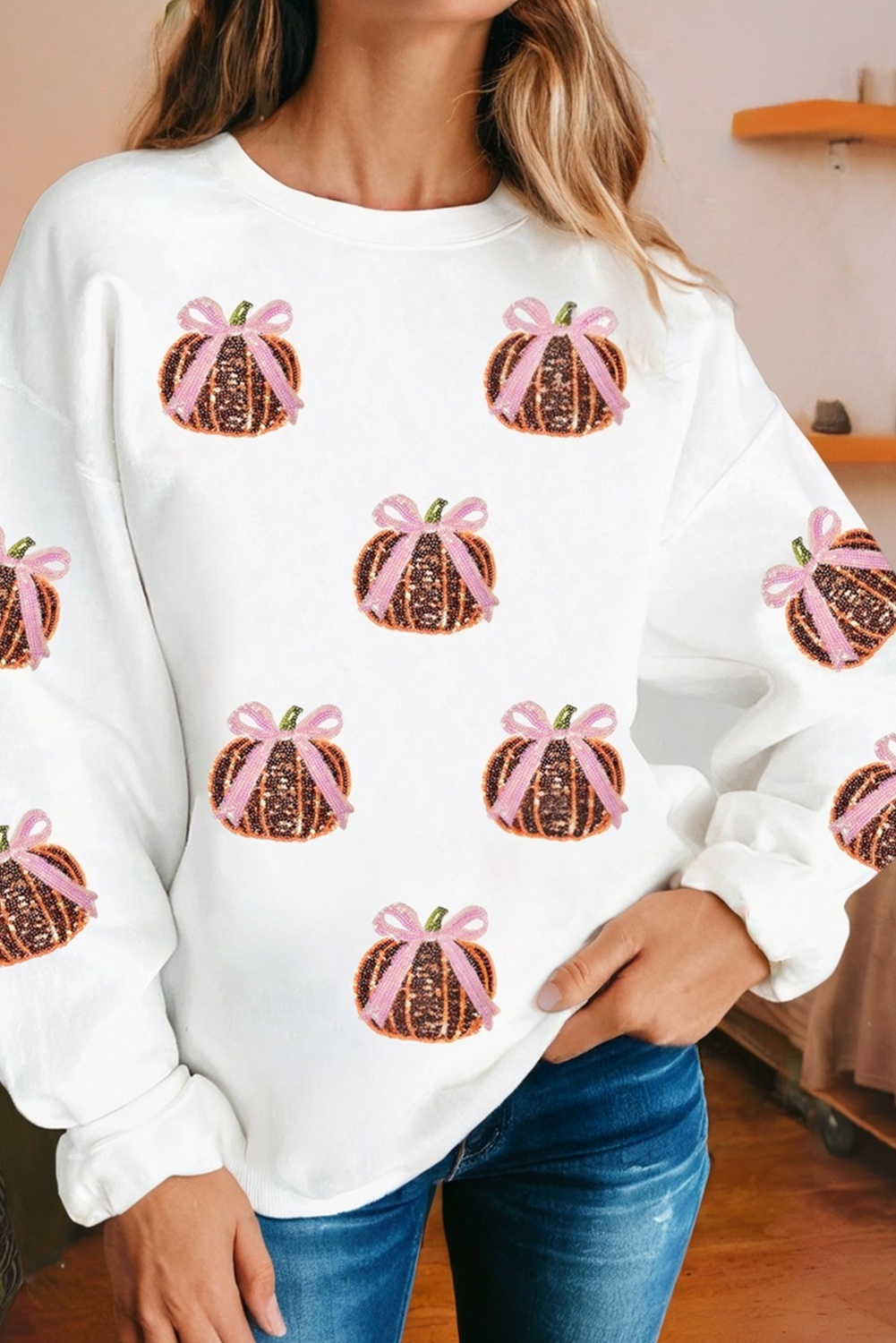 Sequin Pumpkin Patch Sweatshirt