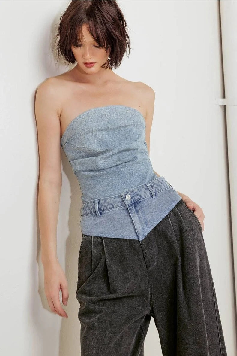 Denim Tube Bodysuit