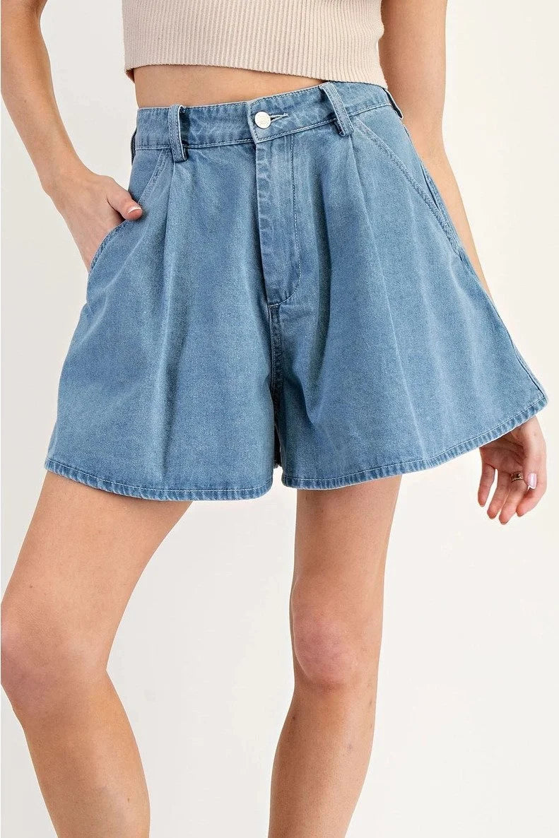 Flare Denim Shorts