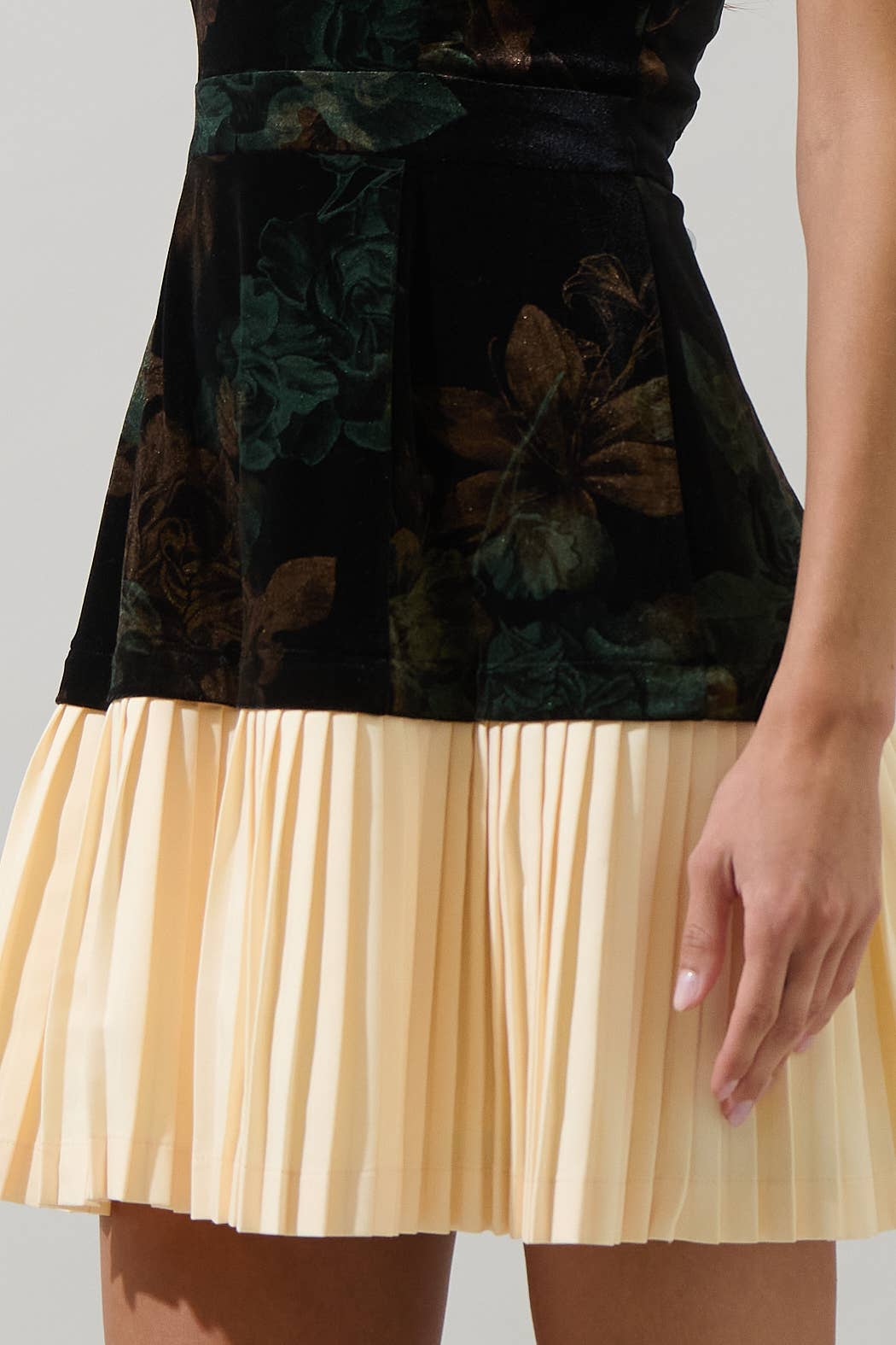 Fenrin Velvet Floral Raine Strapless Mini Dress