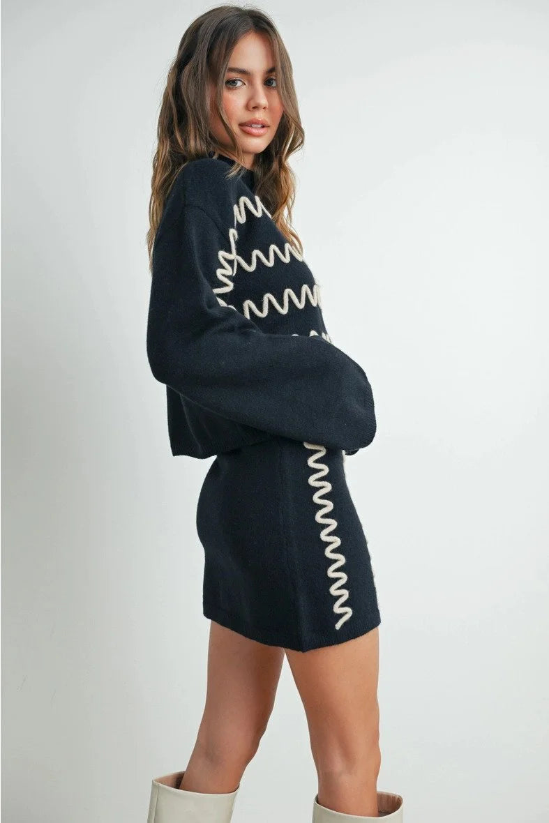 Wavy Stripe Sweater Skirt