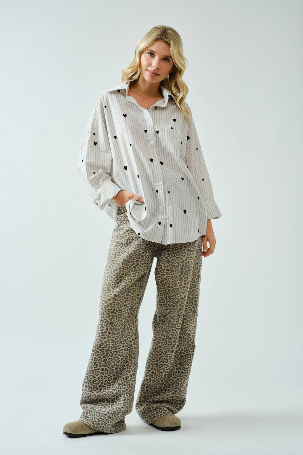 Heart Embroidery Shirt