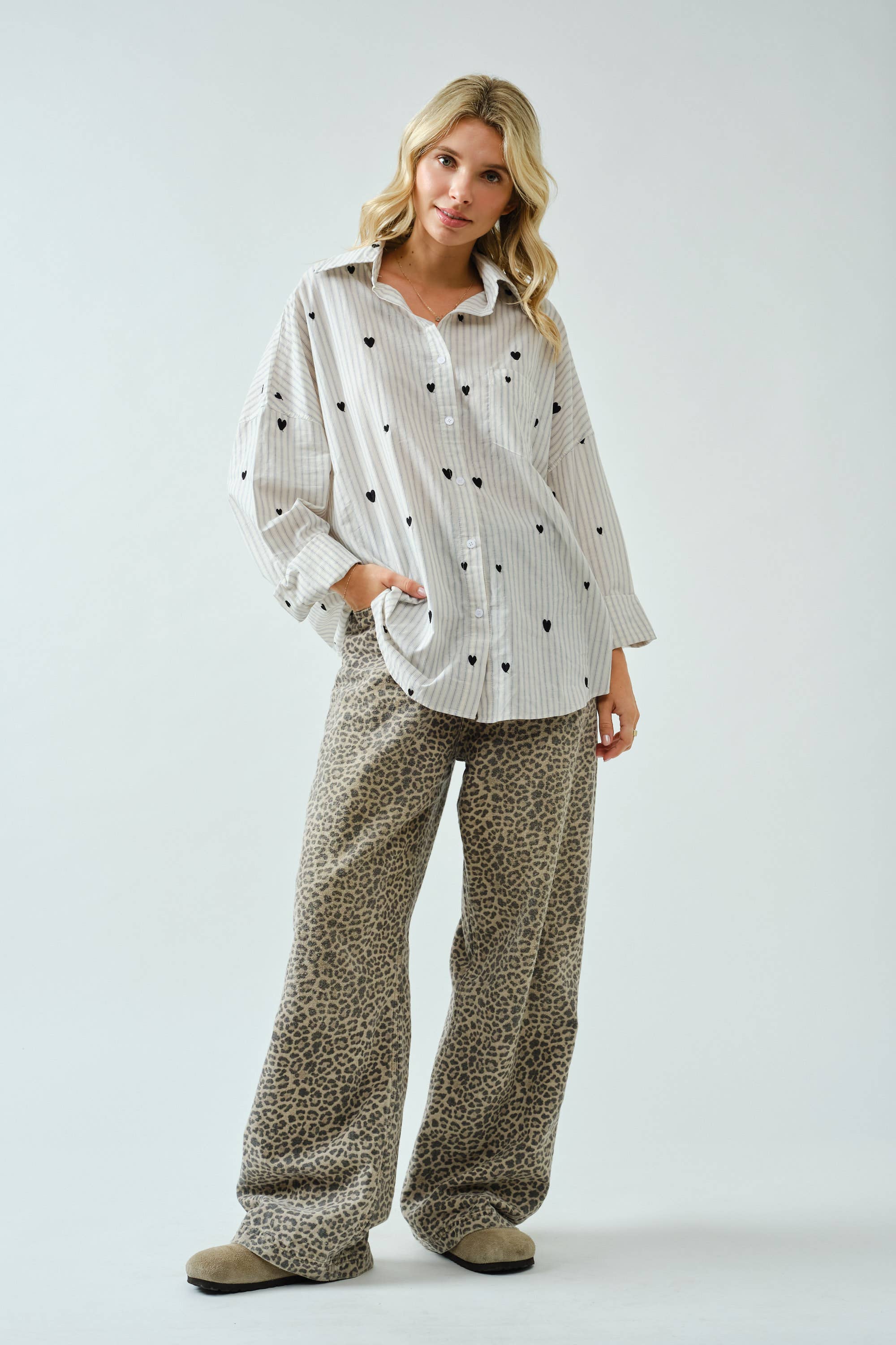 Heart Embroidery Shirt