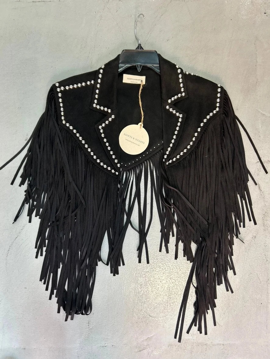 Black Studded Fringe Shrug