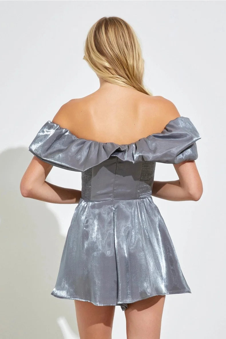 Gunmetal Ruffle Romper