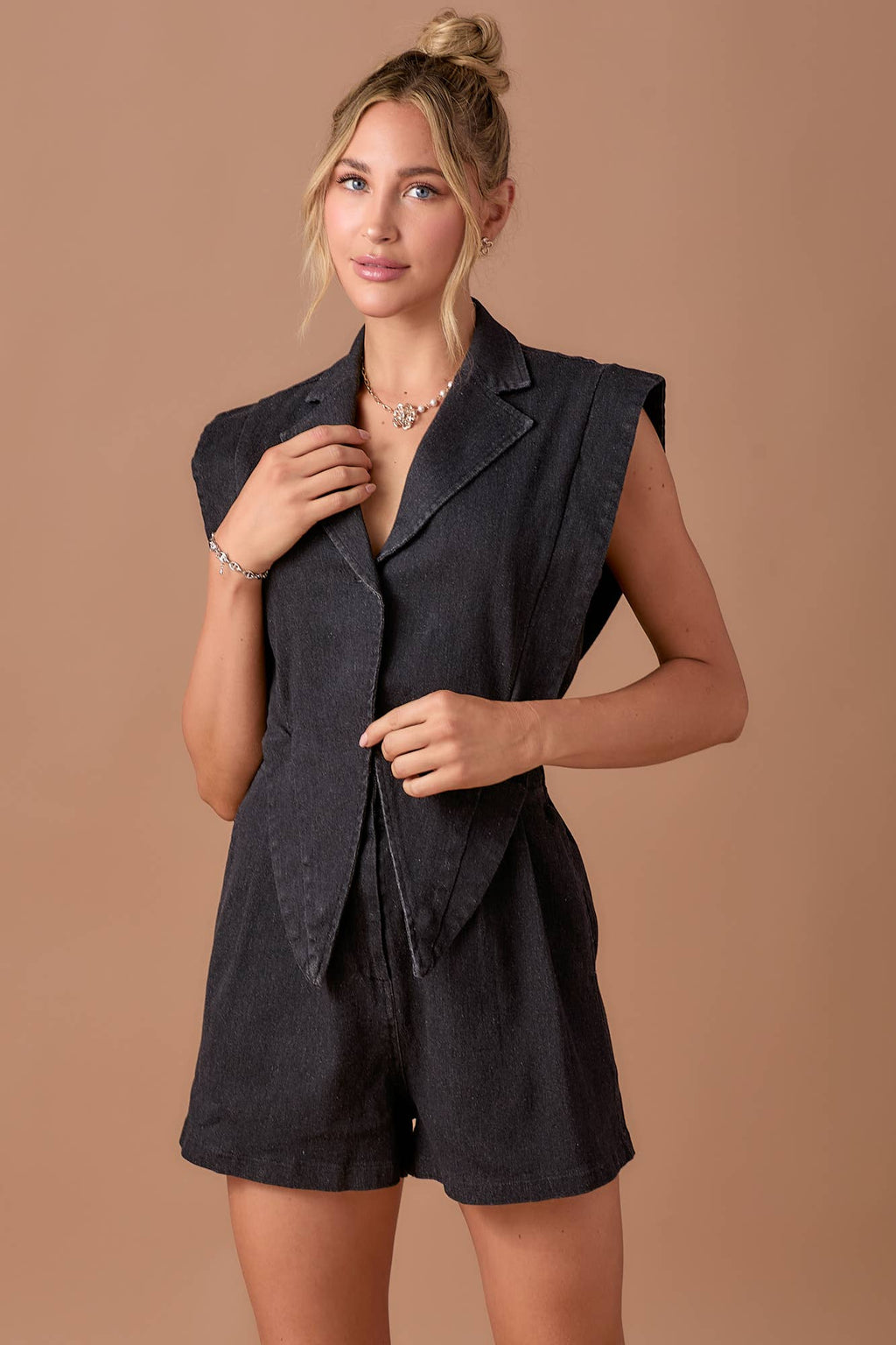 Blazer 2fer Denim Romper