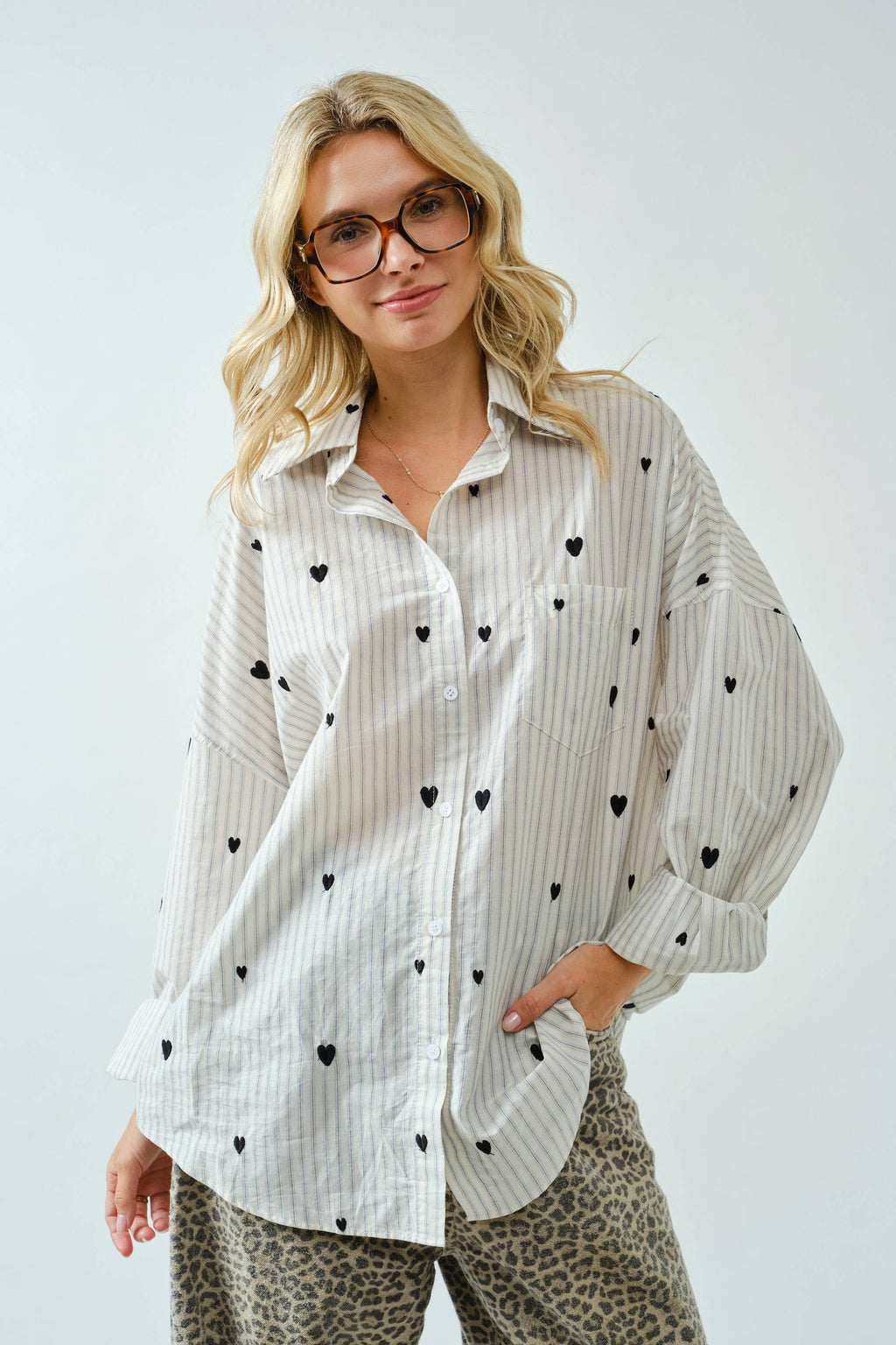 Heart Embroidery Shirt