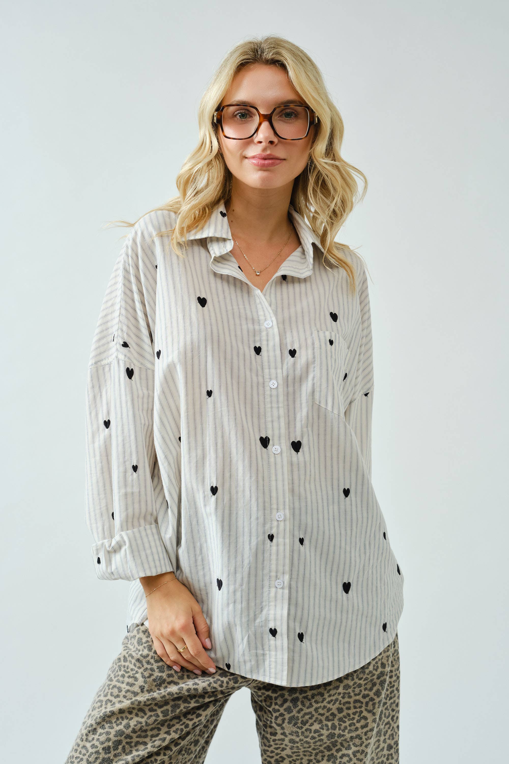 Heart Embroidery Shirt