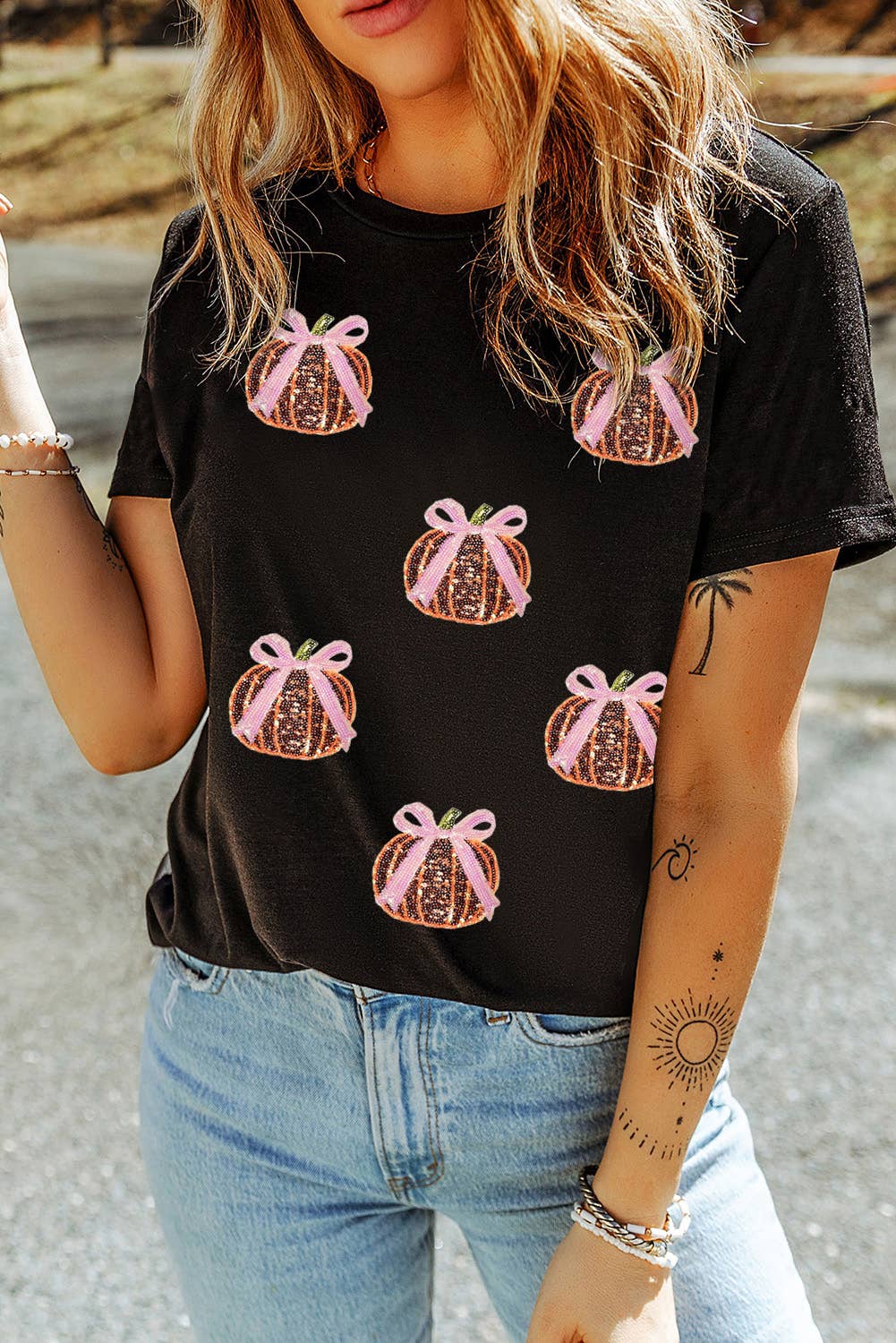 Sequin Pumpkin Patch T Shirt