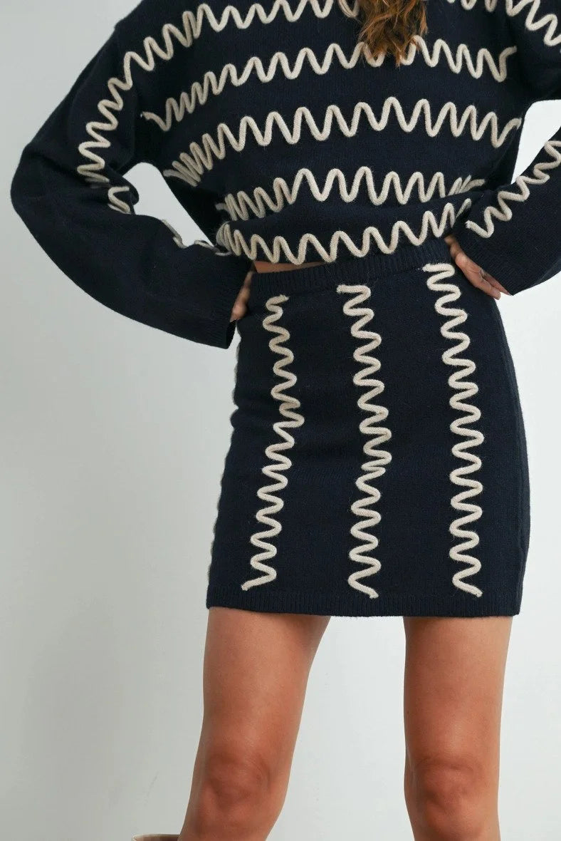 Wavy Stripe Sweater Skirt