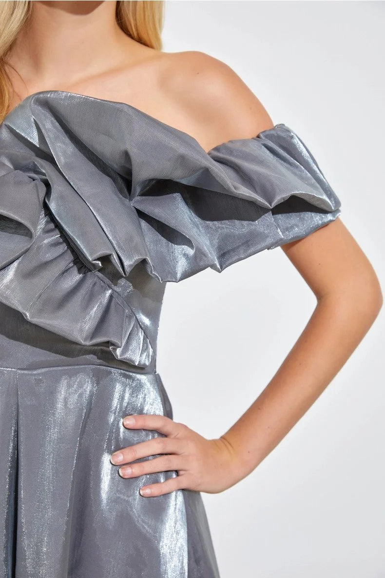 Gunmetal Ruffle Romper