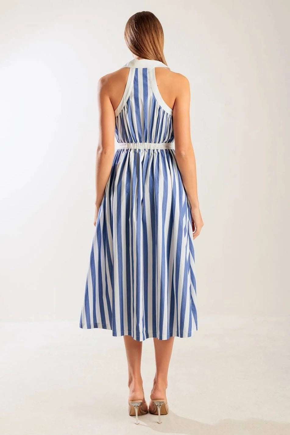 Blue Striped Midi Dress