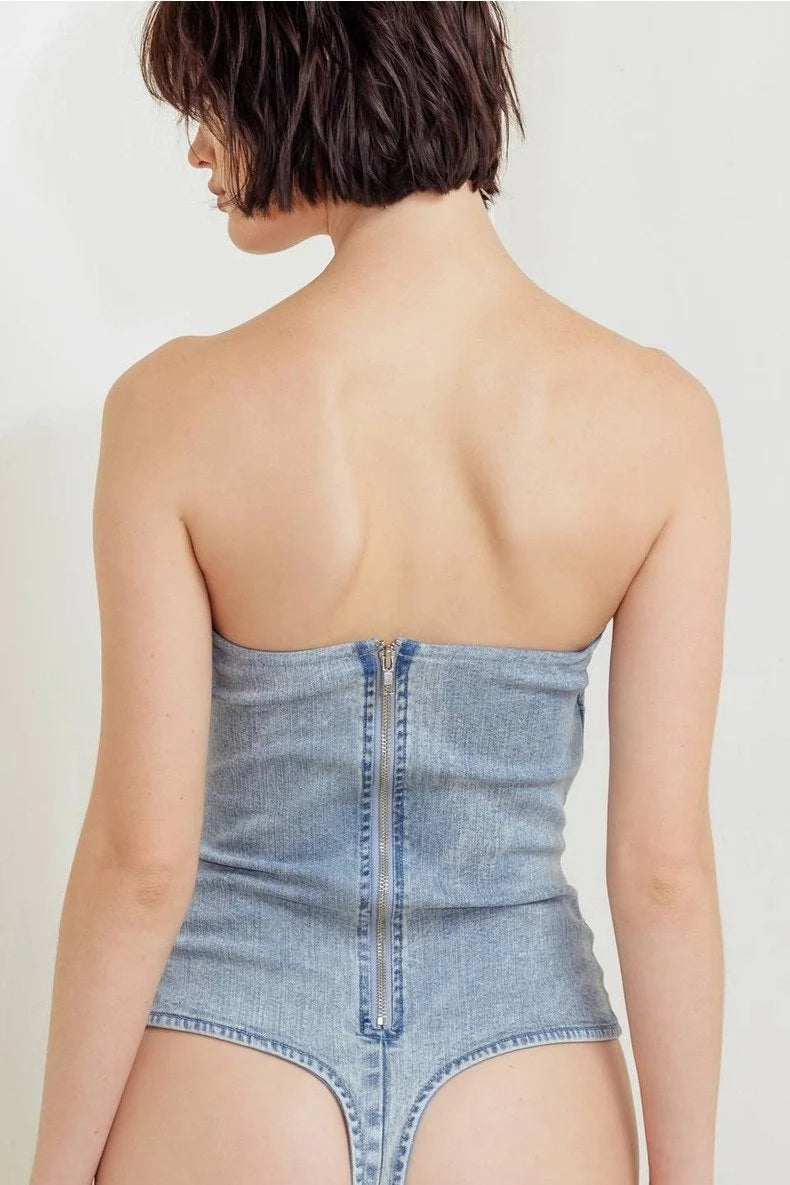 Denim Tube Bodysuit