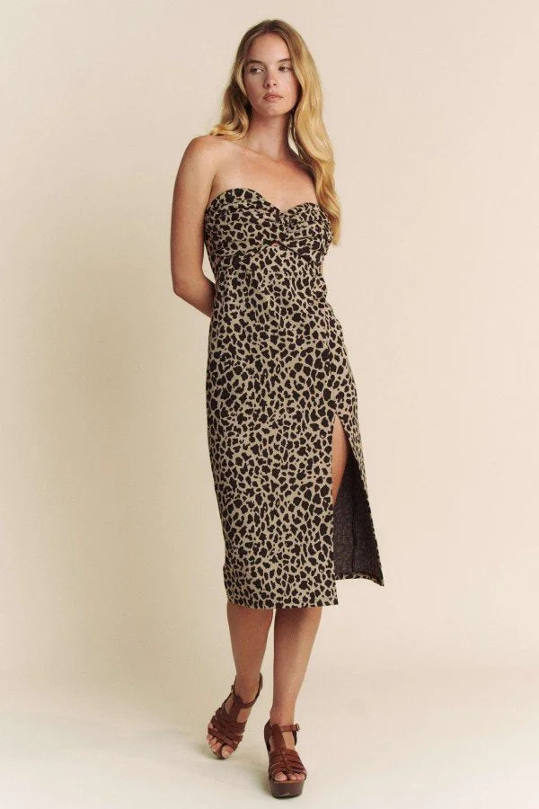 Brushed Knitted Animal Print Tube Dress