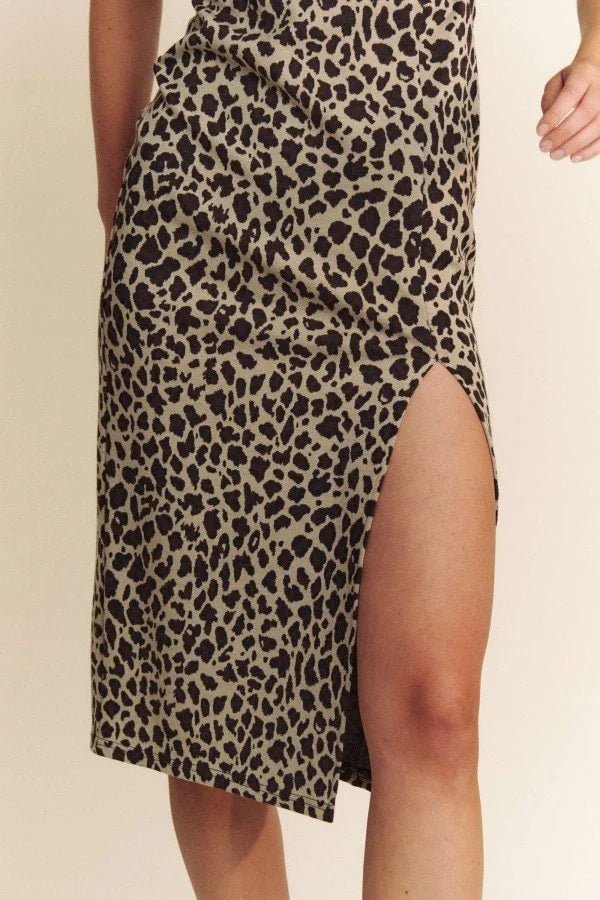Brushed Knitted Animal Print Tube Dress