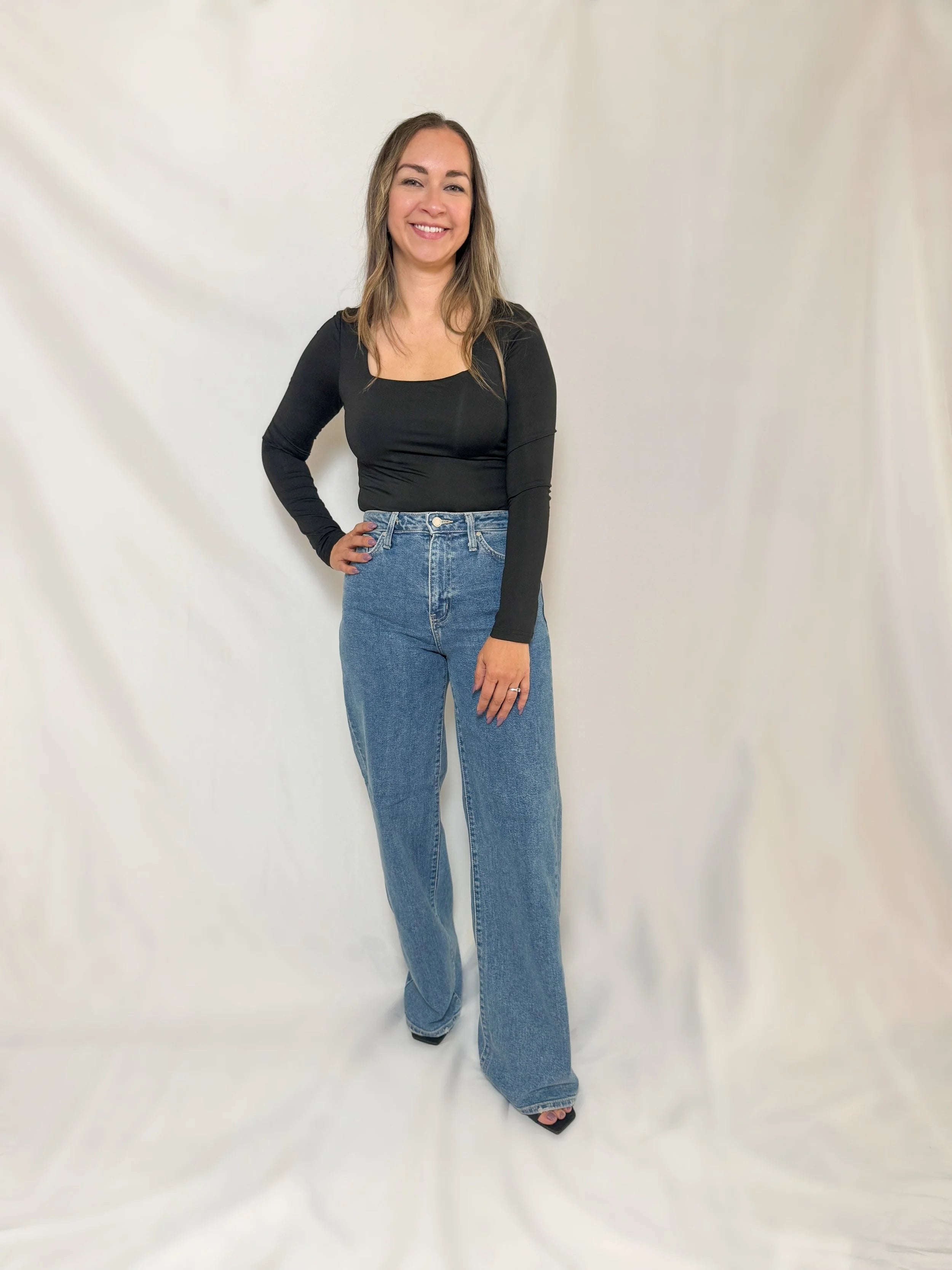 Knit Fabric Square Neck Body Suit