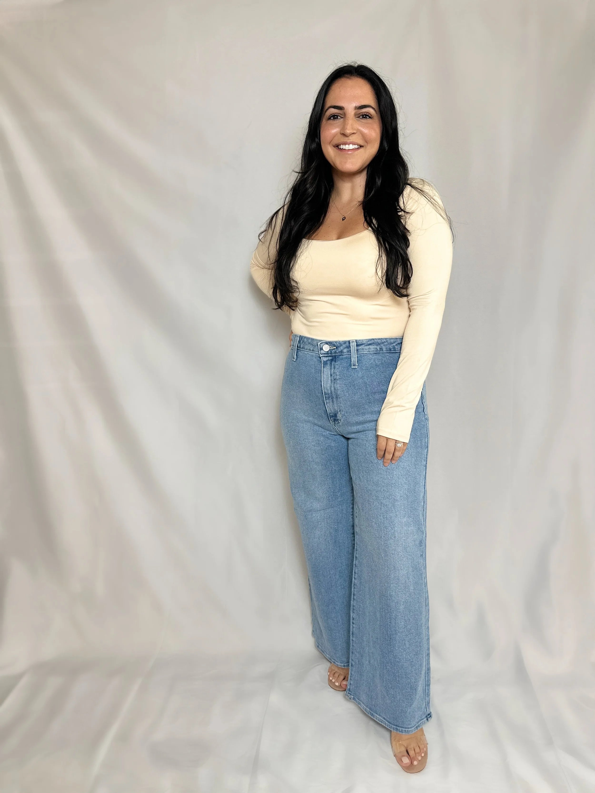 Knit Fabric Square Neck Body Suit