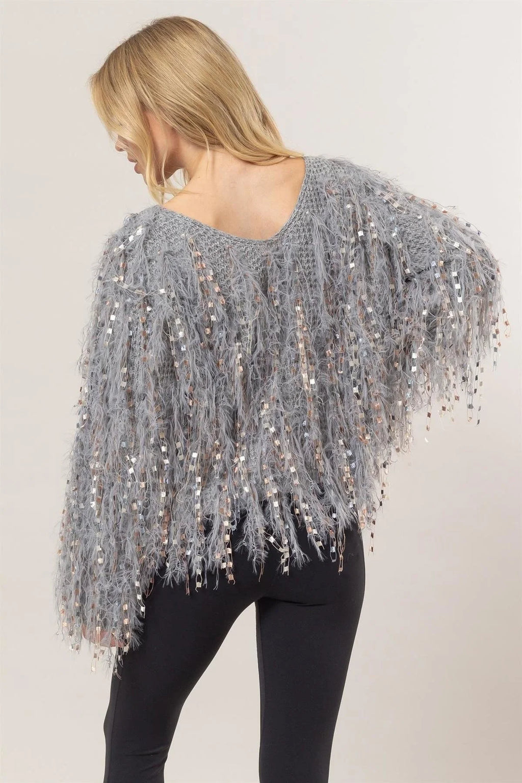 Fuzzy Embellished Sweater Pullover