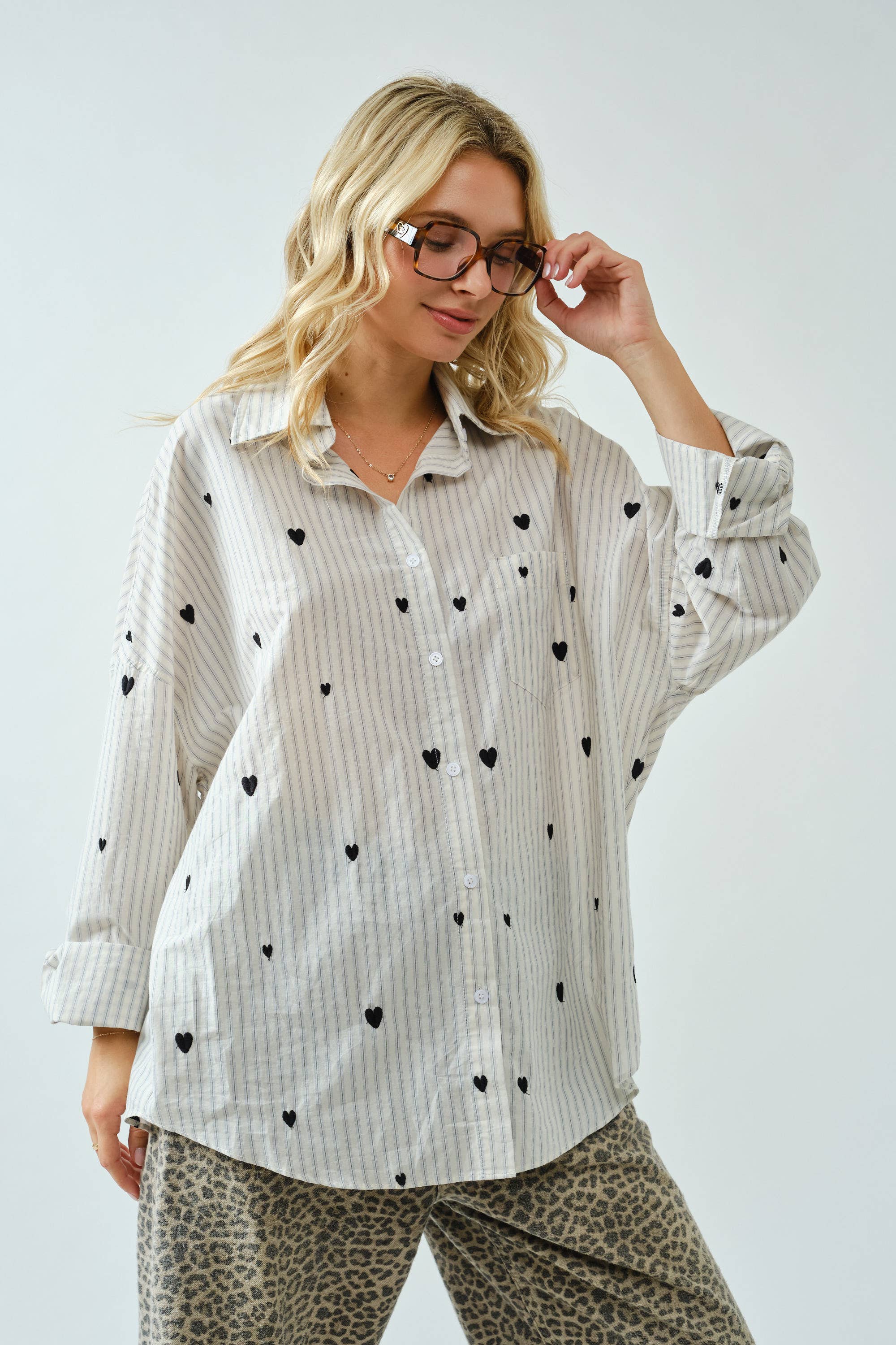 Heart Embroidery Shirt