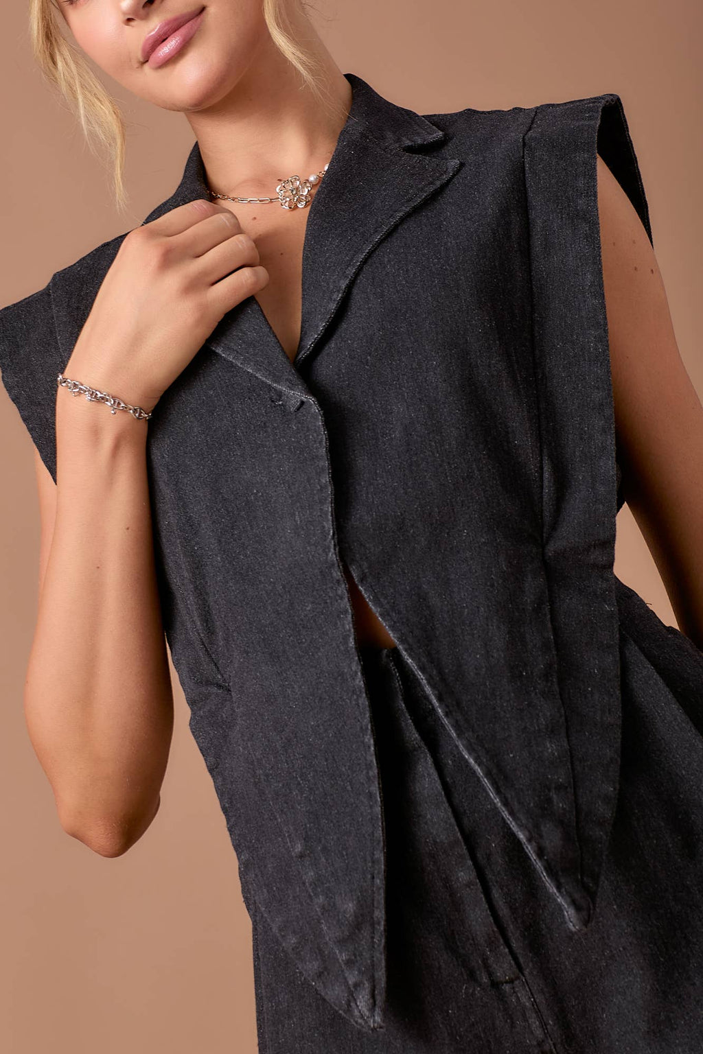 Blazer 2fer Denim Romper