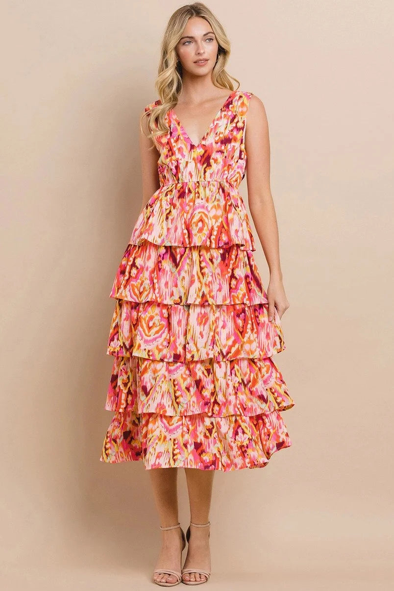 Tiered Ruffle Midi Dress